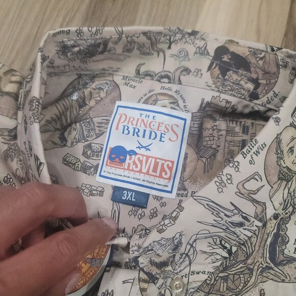 RSVLTS Shirt Mens 3XL Princess Bride Kingdom of Florin Brown Button Up - Picture 5 of 9